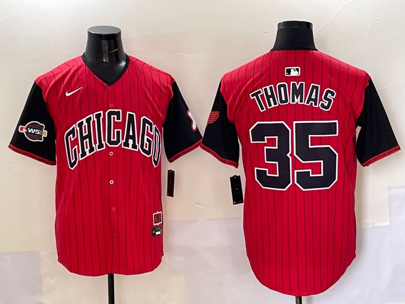 Men 2025 Chicago White Sox #35 Thomas Red Stripe Joint Name Nike MLB Jersey style 40